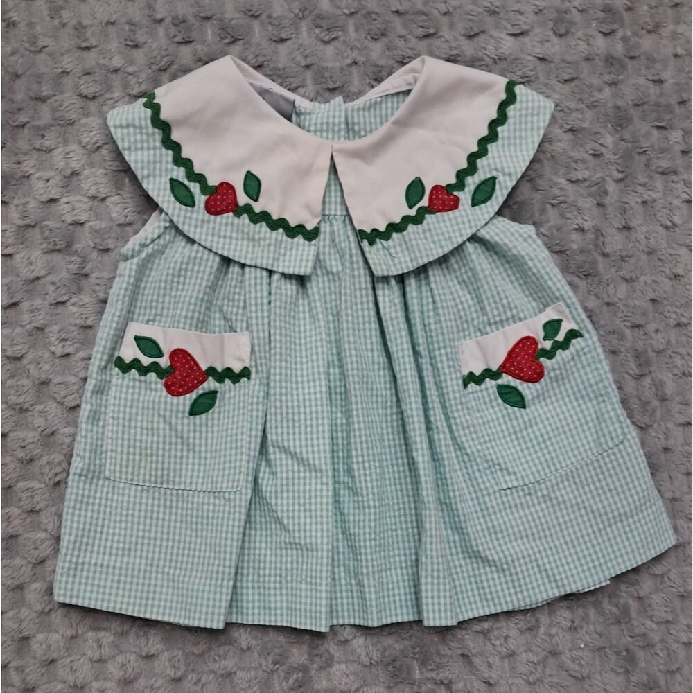 Samara Baby Girls Seersucker Gigham Sun Dress 12 Months Summer Peter pan collar